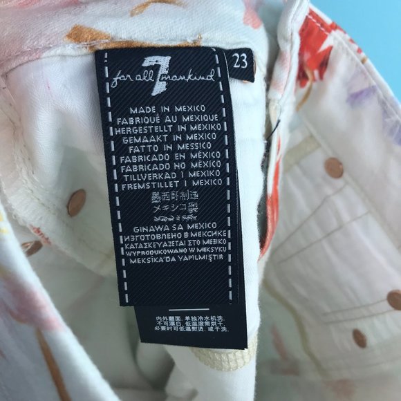 NWOT 7 For All Mankind Floral White Pants Size 23 - Picture 6 of 6
